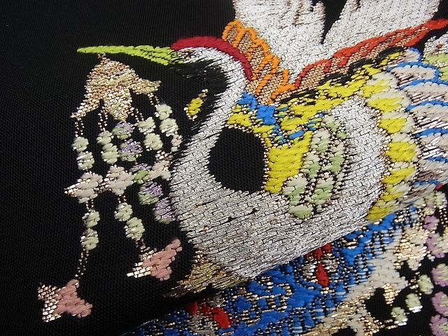 平和屋本店●最高級　龍村平蔵製　千代乃冠錦　本袋帯　黒地　金糸　逸品3s1047 平和屋本店○最高級 龍村平蔵製 千代乃冠錦 本袋帯 黒地 金糸 逸品
