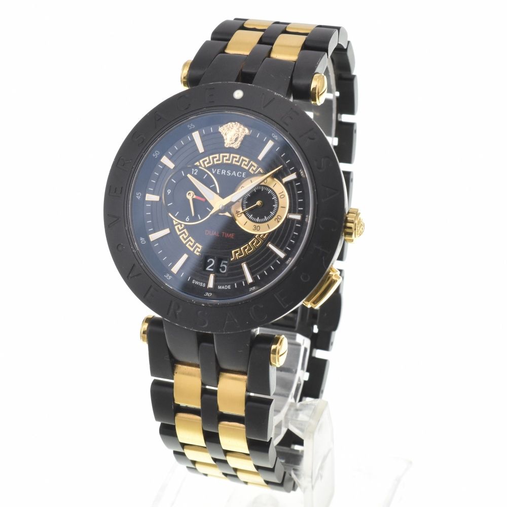 ヴェルサーチ VERSACE Vレース デュアルタイム クロノグラフ デイト クォーツ メンズ 箱 保証書付き K 142818