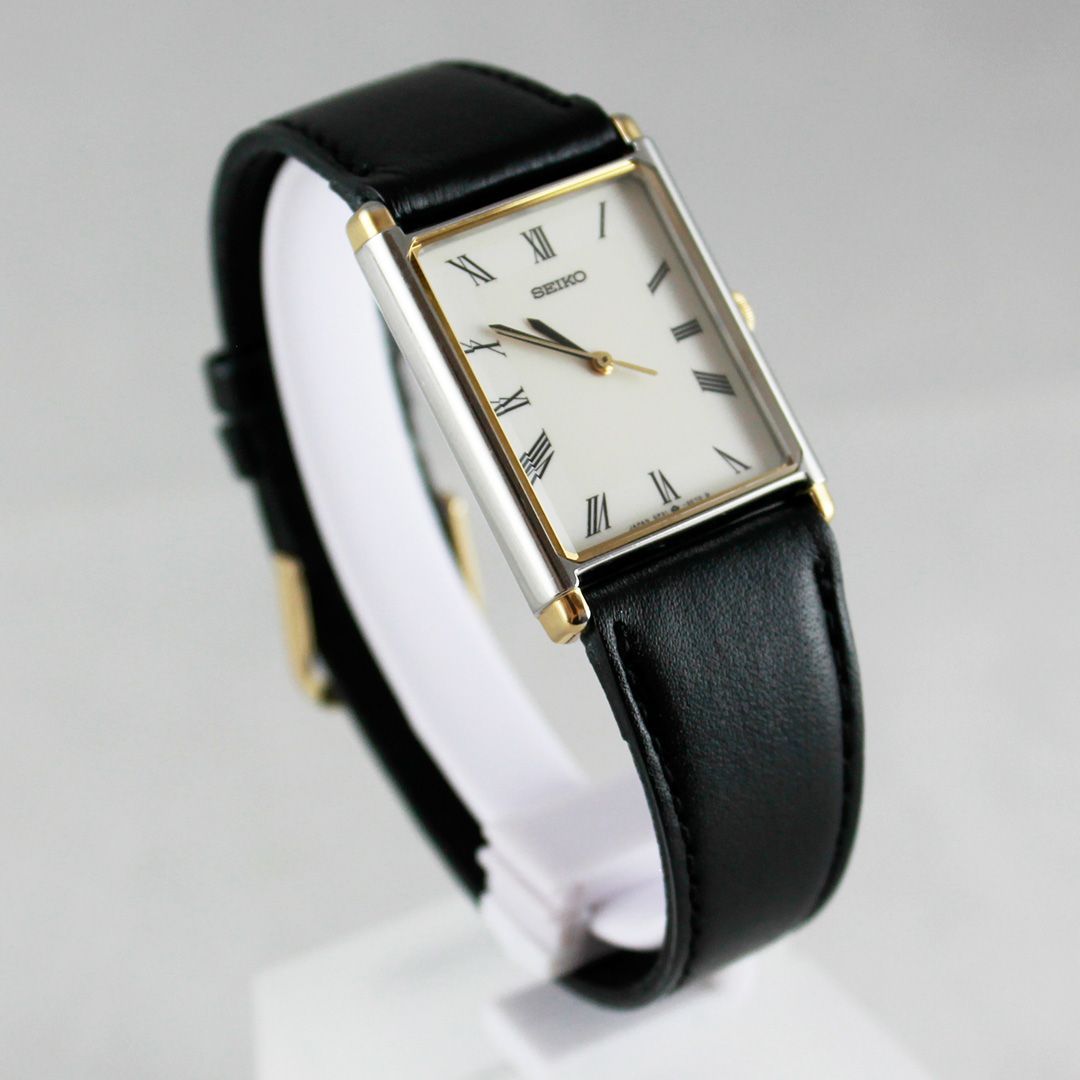 中古 】セイコー SEIKO 5P31-5D40 スクエア レクタングル ブラック 