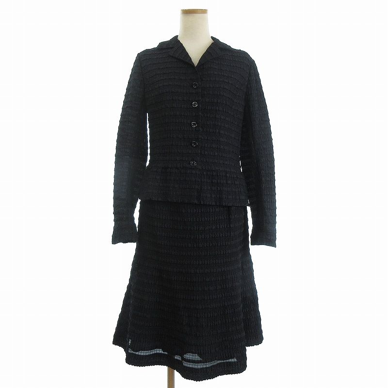 美品　レリアン　Leilian スーツ　11号　ネイビー系 美品レリアンLeilian スーツ11号ネイビー系