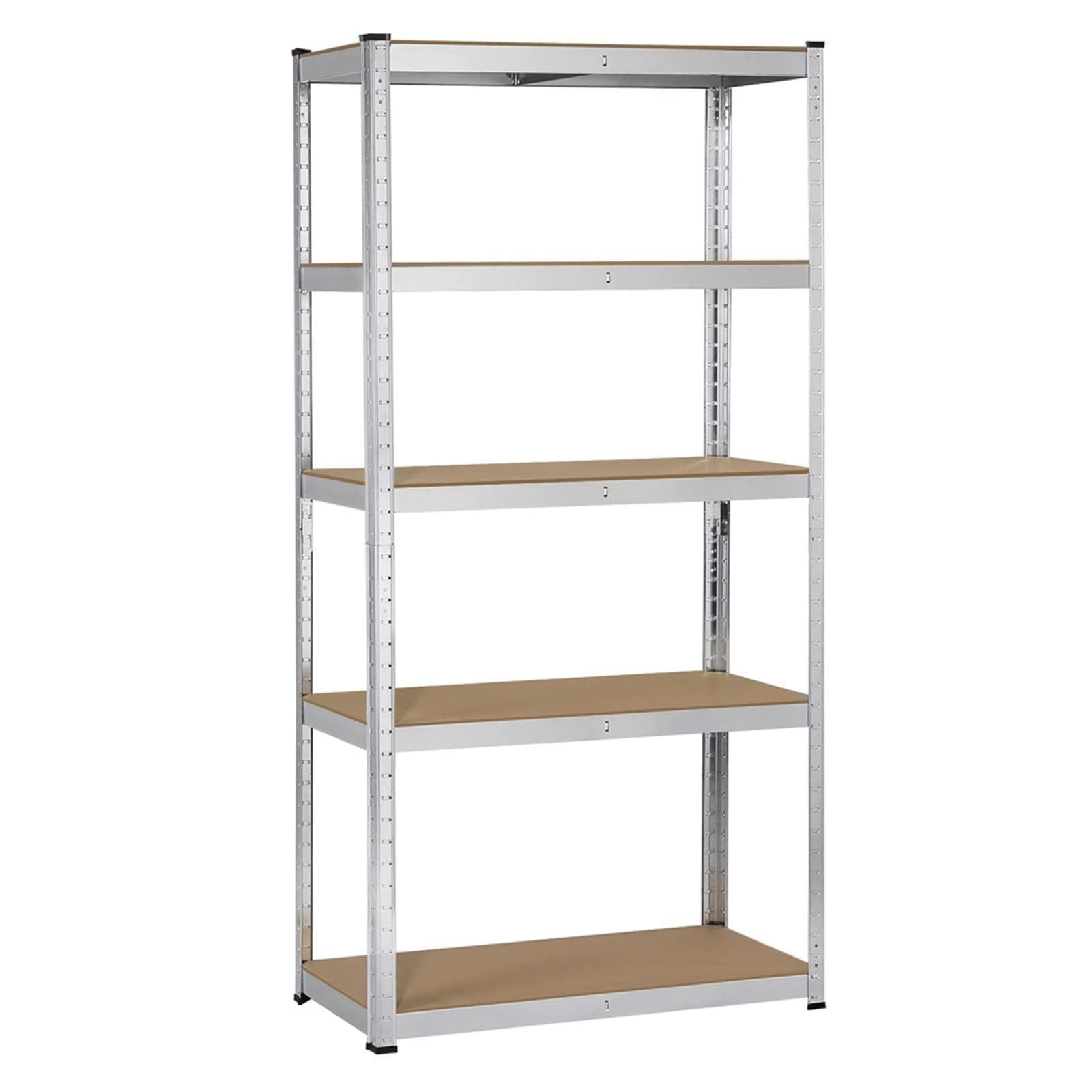 【人気商品】キッチン 耐荷重875kg 90×40×180cm 物置 組立簡単 ネジなし 防サビ加工 収納ラック 倉庫 ステンレスラック 高さ調節可 収納棚 ガレージ 5段 メタルラック オープンシェルフ 幅90 Silver スチールラック本体 キッチンラッ
