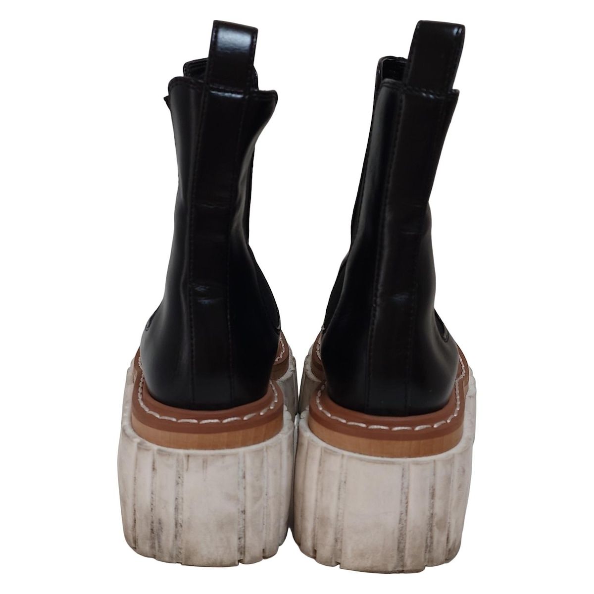 ステラマッカートニー　キャメル 厚底 サイドゴアブーツ stellamccartney(ステラマッカートニー) ショートブーツ 36 1/2