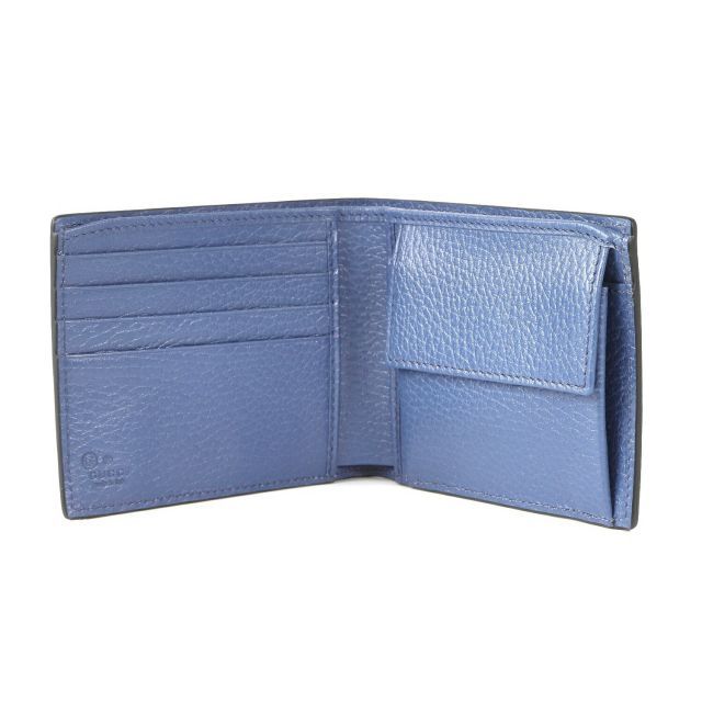 GUCCI 青 レザー 二つ折り財布 GUCCI グッチ 二つ折り財布 二つ折り ウォレット ダークブルー