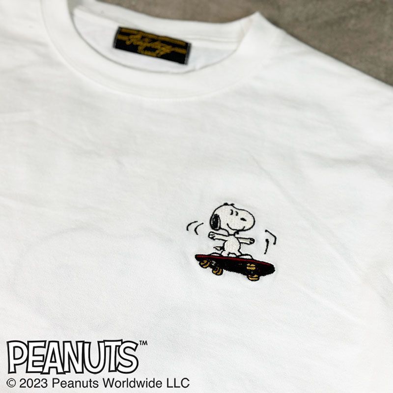 フラッグスタッフ スヌーピー刺繍 長袖Tシャツ 441055 白 黒