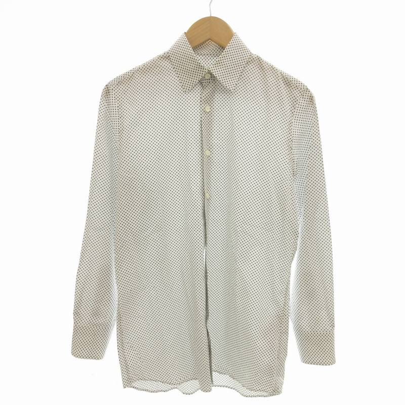 プラダ PRADA 美品 総柄シャツ ドレスシャツ 長袖 37 XS 白 プラダ PRADA 美品 総柄シャツ ドレスシャツ 長袖 37 XS 白