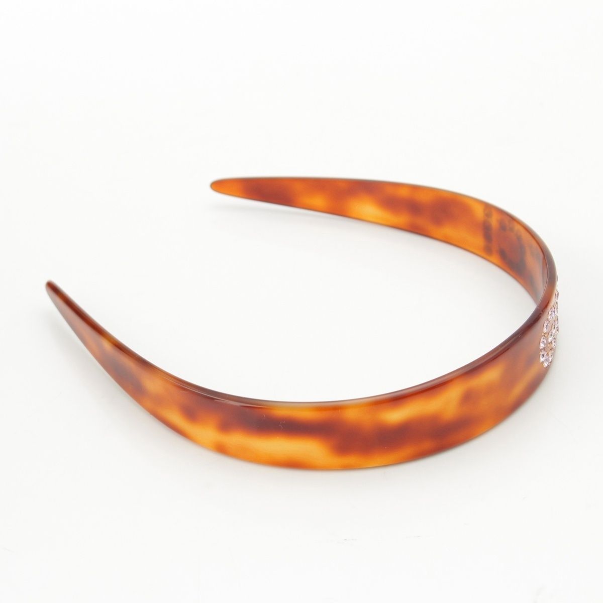 グッチ 24AW べっ甲柄 ラインストーン ロゴ ヘア カチューシャ ブラウン