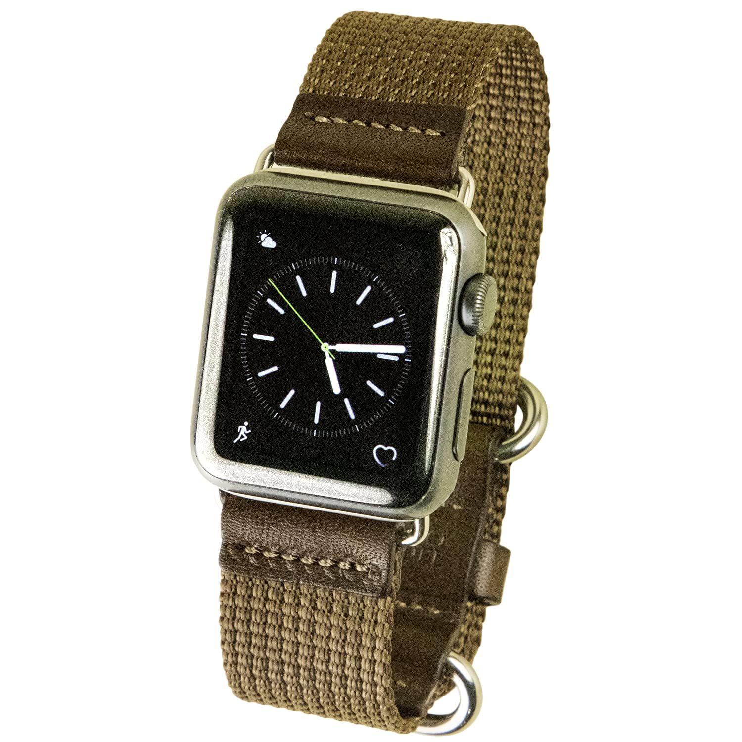 atelierCODEL アップルウォッチ バンド 職人が最高の付け心地を追求 apple watch ナイロン レザー ベルト Ultra2/Ultra/10/9/8/7/6/SE/5/4/3/ [カーキオリーブ] [38mm/40mm/41mm/42mm]