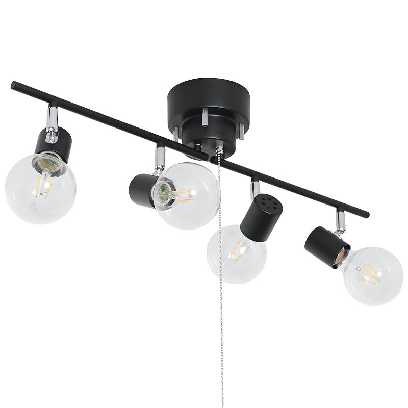 Haian Support シーリングライト 4灯 スポットライト 天井照明 E26 LED電球対応 【電球別売】 角度調節 折り畳み可 吊り下げ照明 インテリアライト おしゃれ リビング 照明器具 黒 0