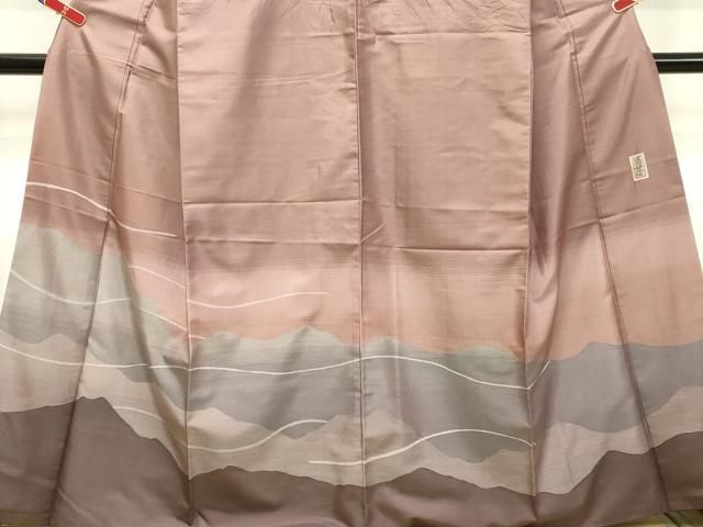 平和屋着物○京の名門 じゅらく謹製 訪問着 紬地 遠山文 漢方草木染