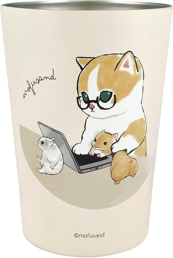 【在庫処分】mofusand (もふさんど) 2WAY 真空二重 タンブラー M 【 在宅ワークにゃん 】 オフィス ワーク デスク カップ 保温保冷機能 ホルダー コップ かわいい ねこ 53-2035