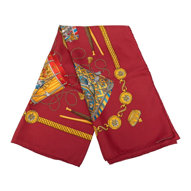 エルメス カレ90 LES TAMBOURS 太鼓 レッド マルチカラー シルク レディース HERMES 1-0231480