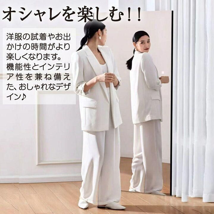 割れない鏡 ウォールミラー 壁掛け 姿見 幅80×高さ160cmシルバー1627