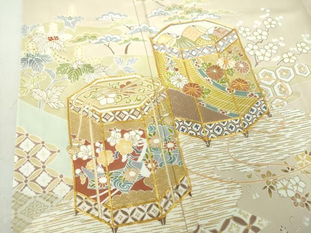 平和屋着物○豪華色留袖 駒刺繍 貝桶花文 金彩 正絹 逸品 DAAS3497ps