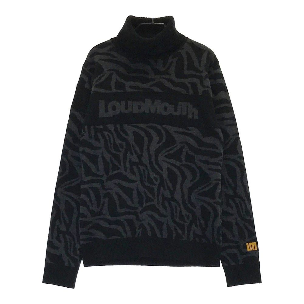 サイズ：M LOUD MOUTH ラウドマウス  タートルネック ニットセーター ウール混 アフリカ アニマル柄 ブラック系 [240101447761] ゴルフウェア レディース ストスト サイズ：M LOUD MOUTH ラウドマウス タートルネック ニット