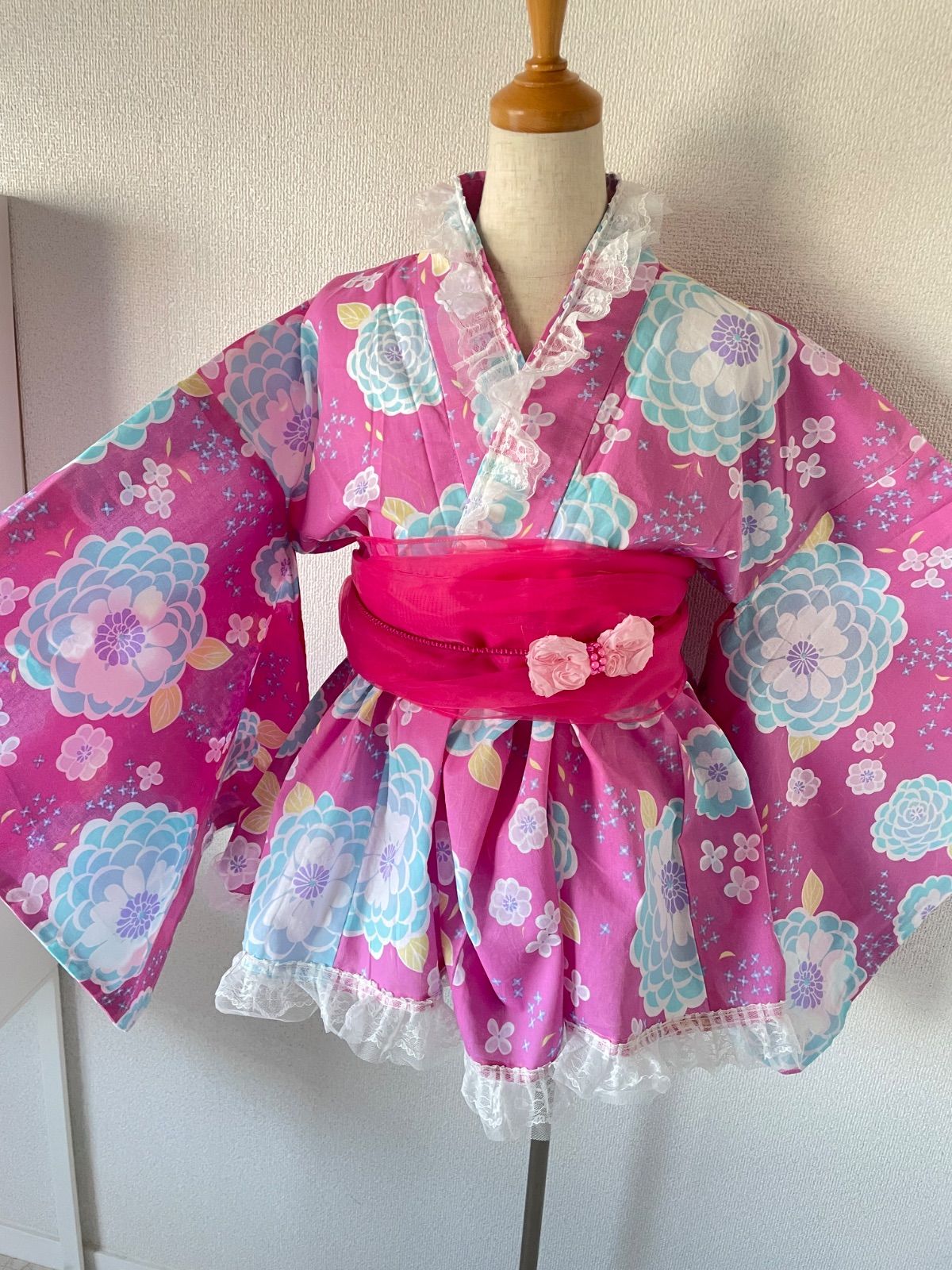 浴衣ドレス♡ミニ浴衣2wey 浴衣リメイクM L L 姫ギャル150160大人 2wey浴衣ドレス♡ミニ浴衣♡紫系リメイクM L L 姫ギャル150160