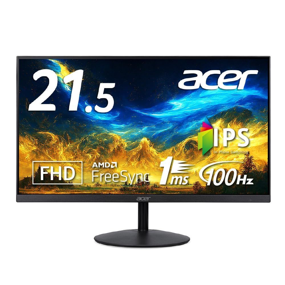 【人気商品】フルHD 非光沢 1920×1080 100Hz IPS 1ms（VRB） HDMI 21.5インチ スピーカー内蔵 ヘッドホン端子 モニター AMD FreeSync Acer SA222QEbmix