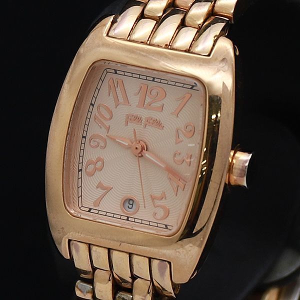 フォリフォリ QZ デイト スクエア ゴールド文字盤 レディース腕時計 2000000 NSK MTM