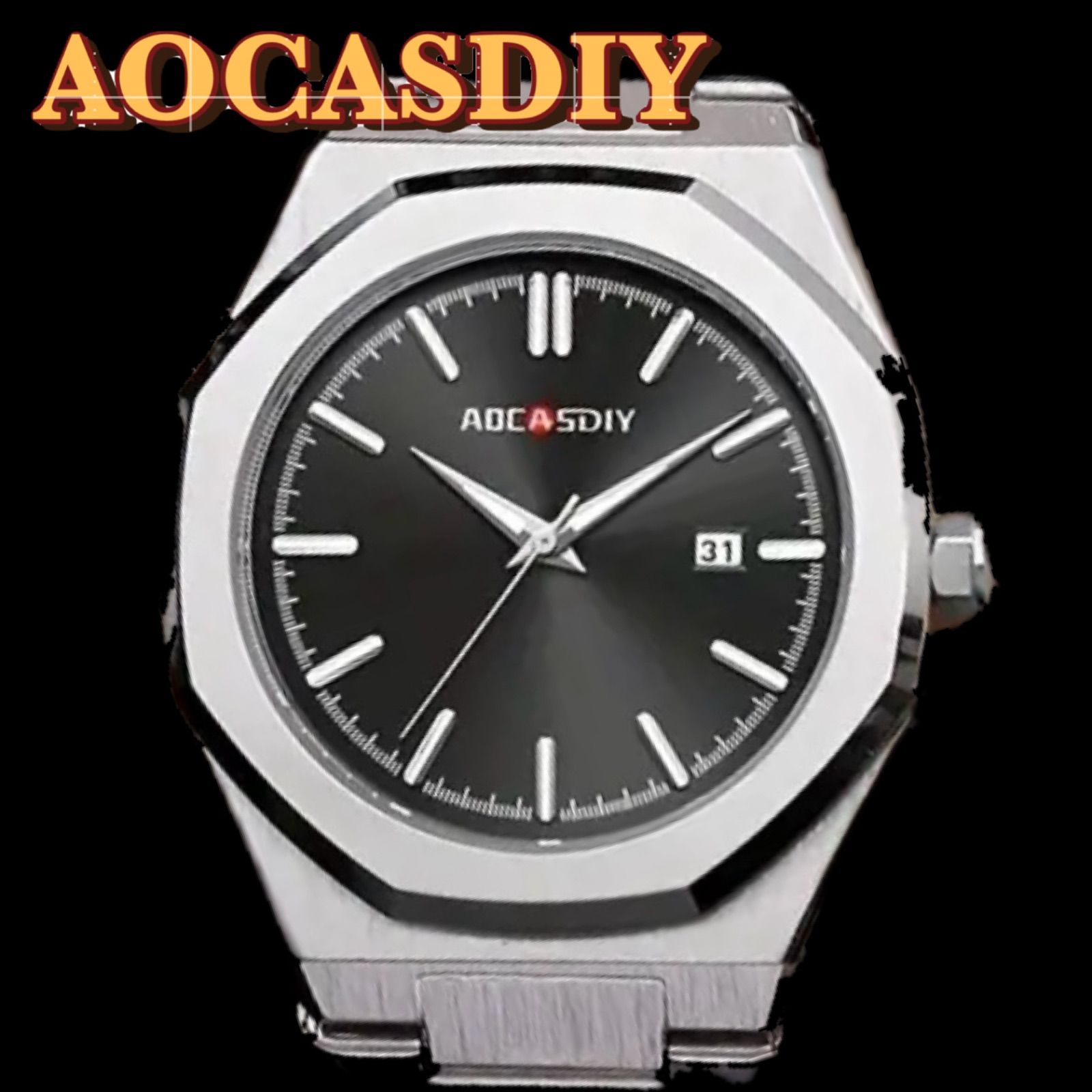 新品 AOCASDIY オクタゴンオマージュウォッチ メンズ腕時計 ステンレスベルト ブラックu0026シルバー - メルカリ