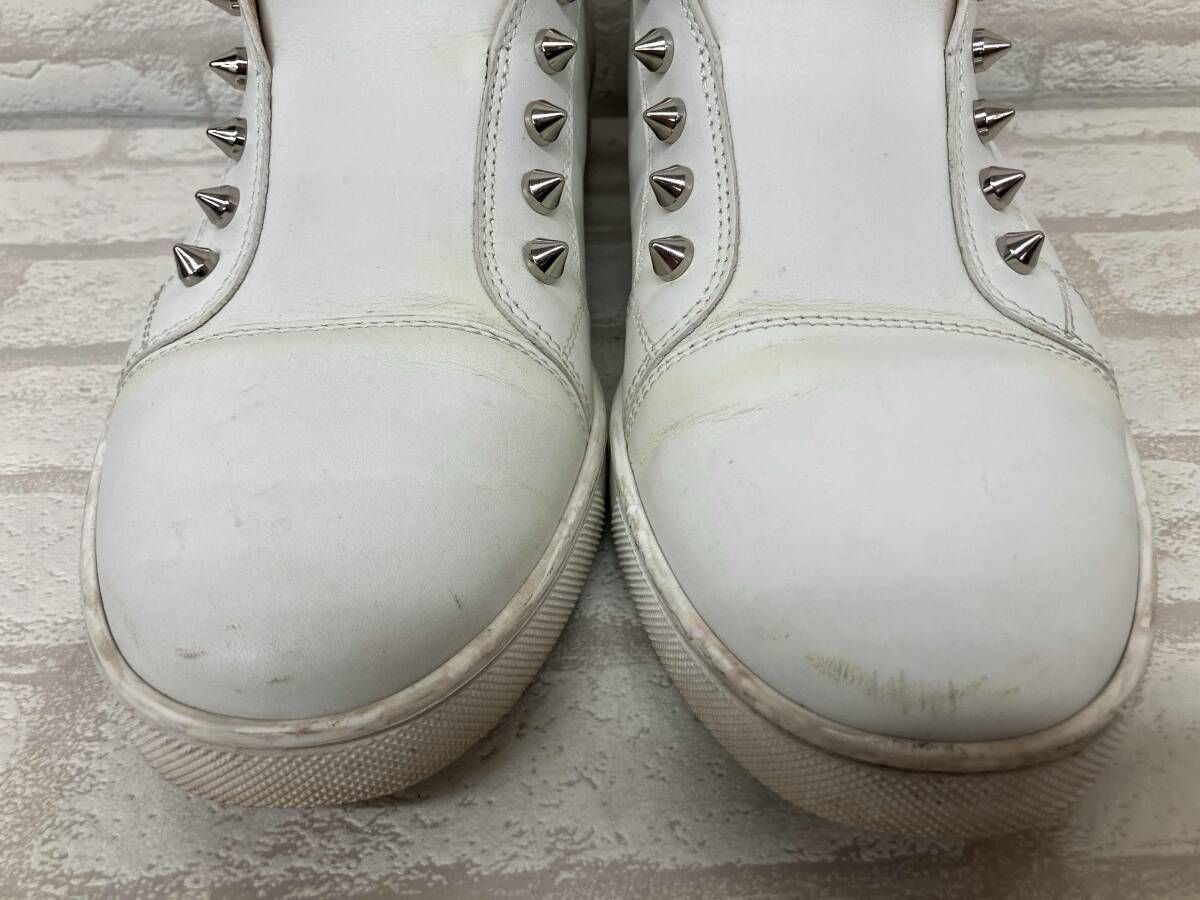 Louboutin スニーカー 40/25 スタッズ スワロフスキー ホワイト Christian Louboutin Swarovski Indiana Mens Casual Shoes for