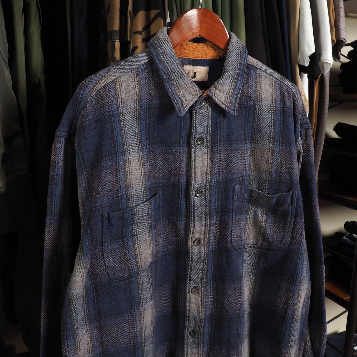 00's ST JOHN'S BAY ブラックオンブレ ヘビーネルシャツ