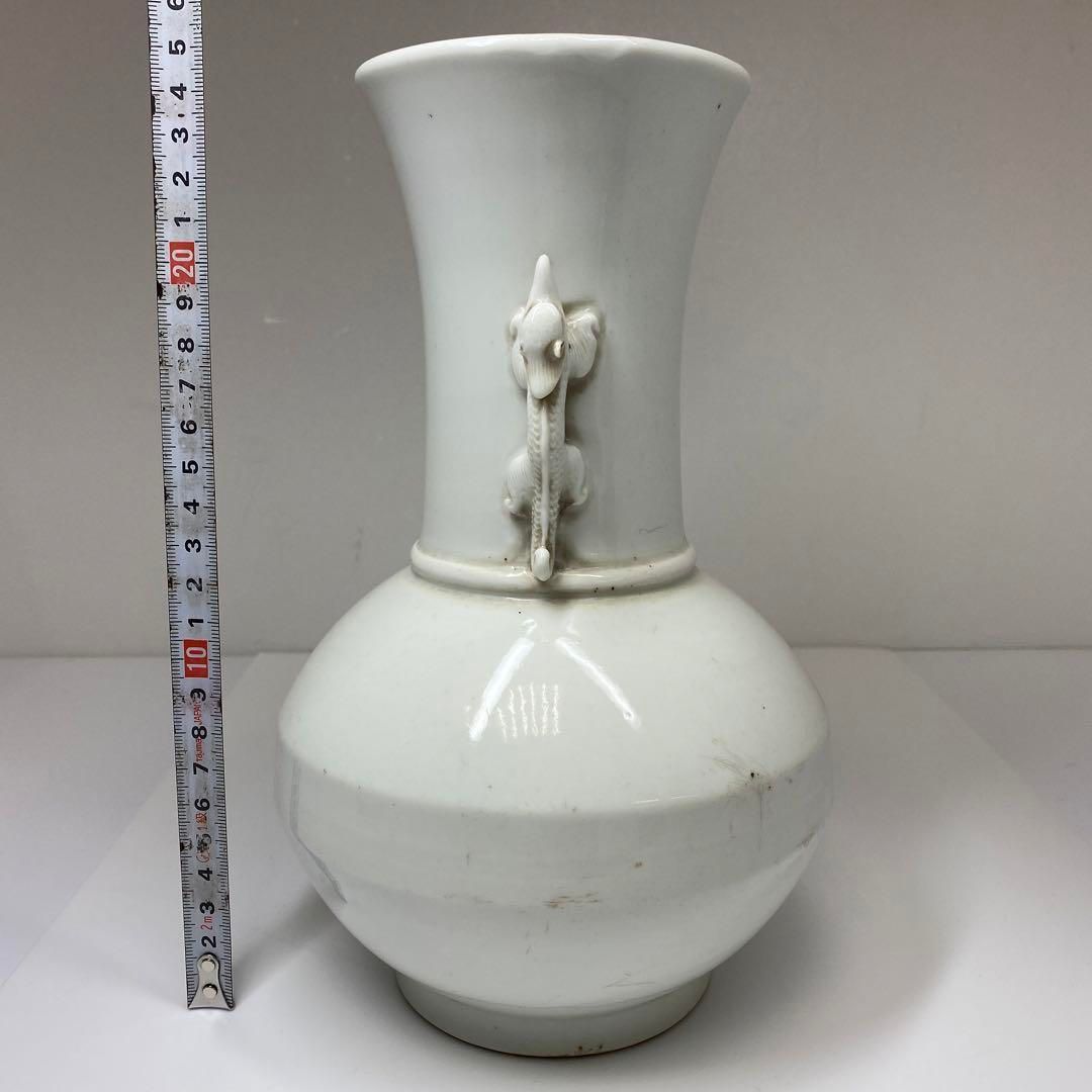 中国清時代　徳化窯双龍耳花瓶　高さ24.5㎝　東Y6-0826☆2Fトトヒサ 中国清時代 徳化窯双龍耳花瓶 高さ24.5㎝ 東Y6-0826☆2Fトトヒサ