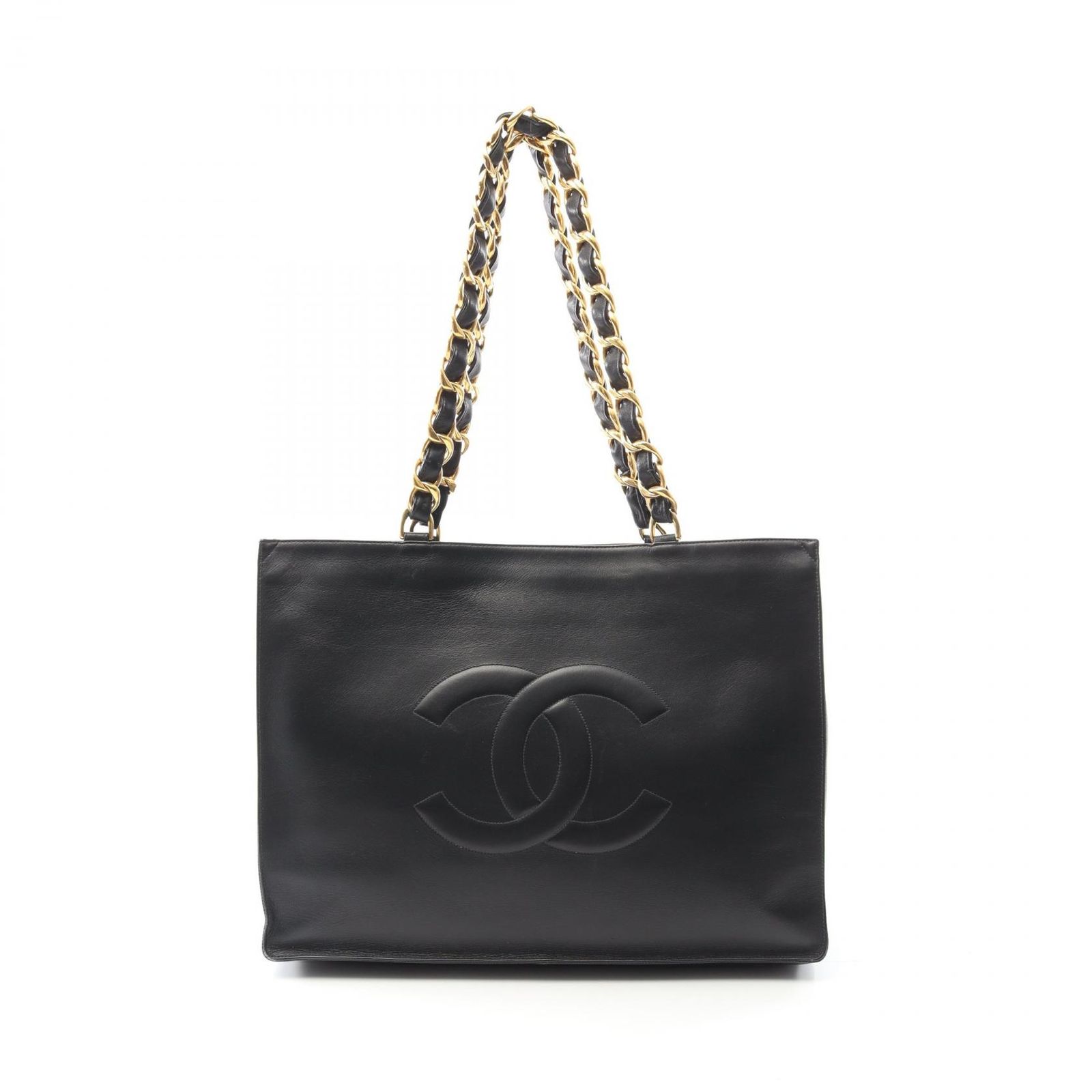 シャネル CHANEL トートバッグ ココマーク ブラック ラムスキン