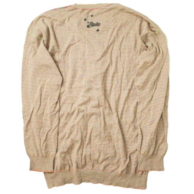 新品 LOEWE x Paula's Ibiza ロエベ パウラズ イビザ 19AW 別注 イタリア製 PAULA NET SWEATER  マルチボーダーフリンジクルーネックニット H3299250SM M MULTICOLOR セーター プルオーバー