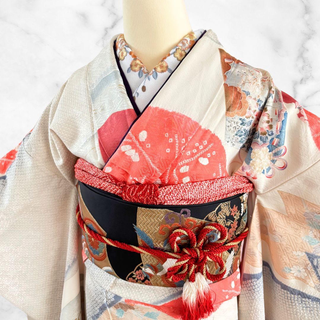 美品　総絞り　手絞り　刺繍　金彩　振袖　フルセット 振り袖 美品 総絞り 手絞り 大柄 金彩 逸品 振袖 フルセット 振り袖