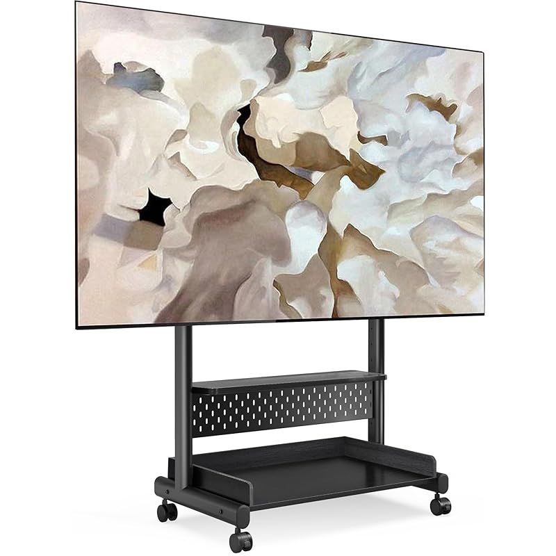 FITUEYES テレビスタンド Kシリーズ テレビ台 マウント付き 40～85インチテレビ対応 耐荷重60kg 有孔ボード付き 高さ調節可能 大容量収納 安定性よい 木製 ブラック K-A207214WB 0
