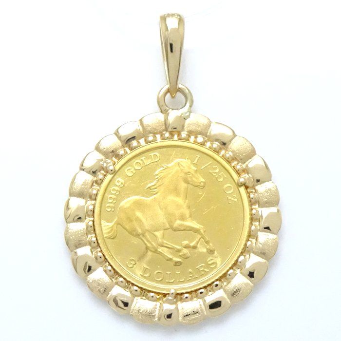 アクセサリー K24 1/25oz ツバル ホース コイントップ 金貨 エリザベス