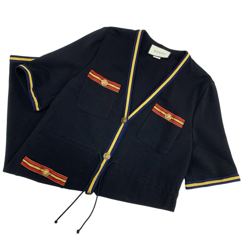 グッチ GUCCI ワンピース レーヨン ブラック 黒 タイガーボタン