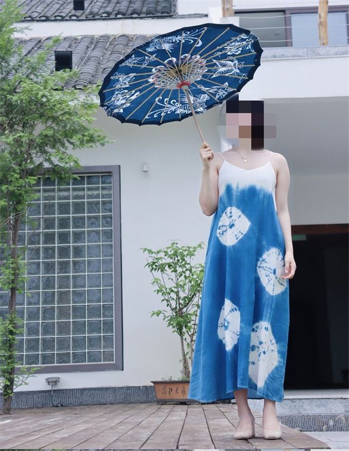 天然藍染 手作り竹傘