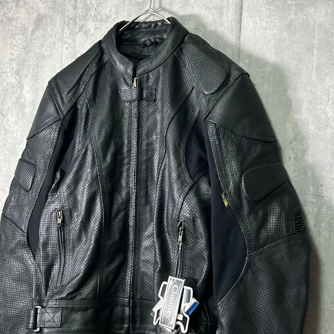 新品 Clooney Kevlar レザー ライダースジャケット 黒 S 本革 Clooney 