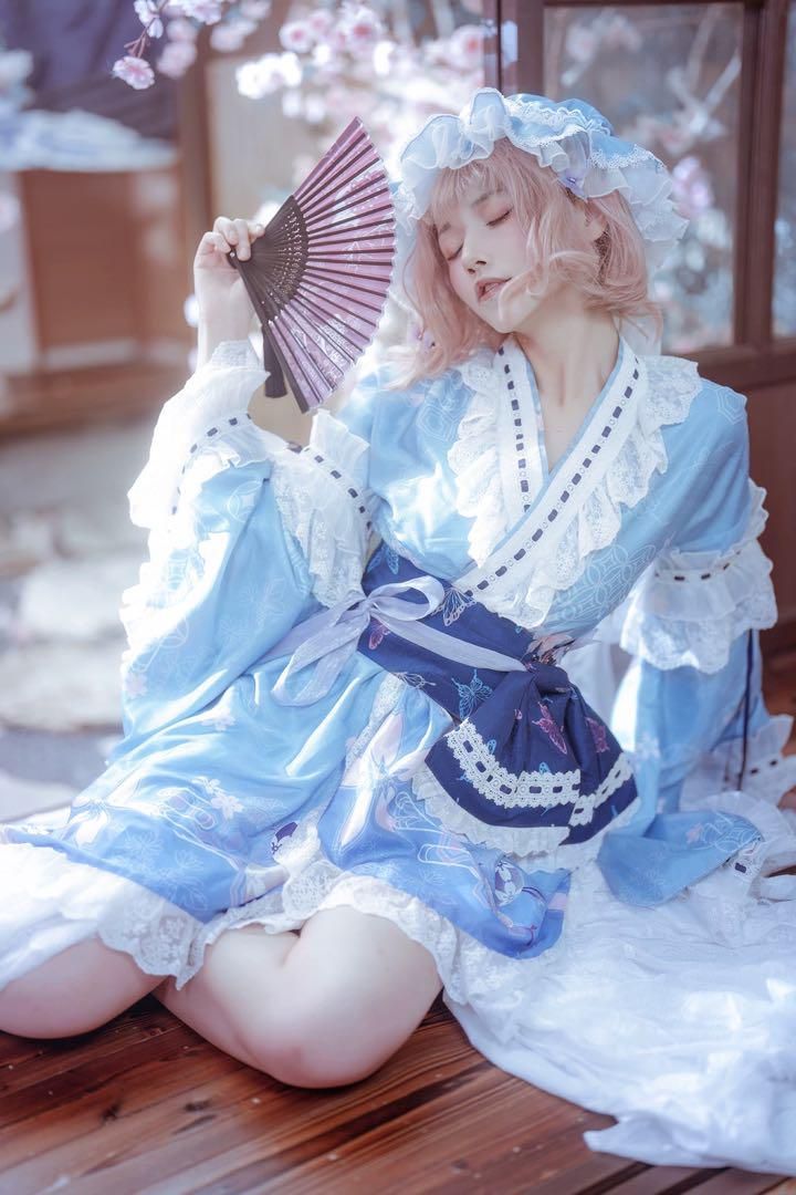 東方Project 西行寺幽々子 コスプレ衣装 女性Mサイズ ウィッグ付 Amazon.co.jp: [XIN XIN] 西行寺幽々子 コスプレ衣装/(ウィッグ