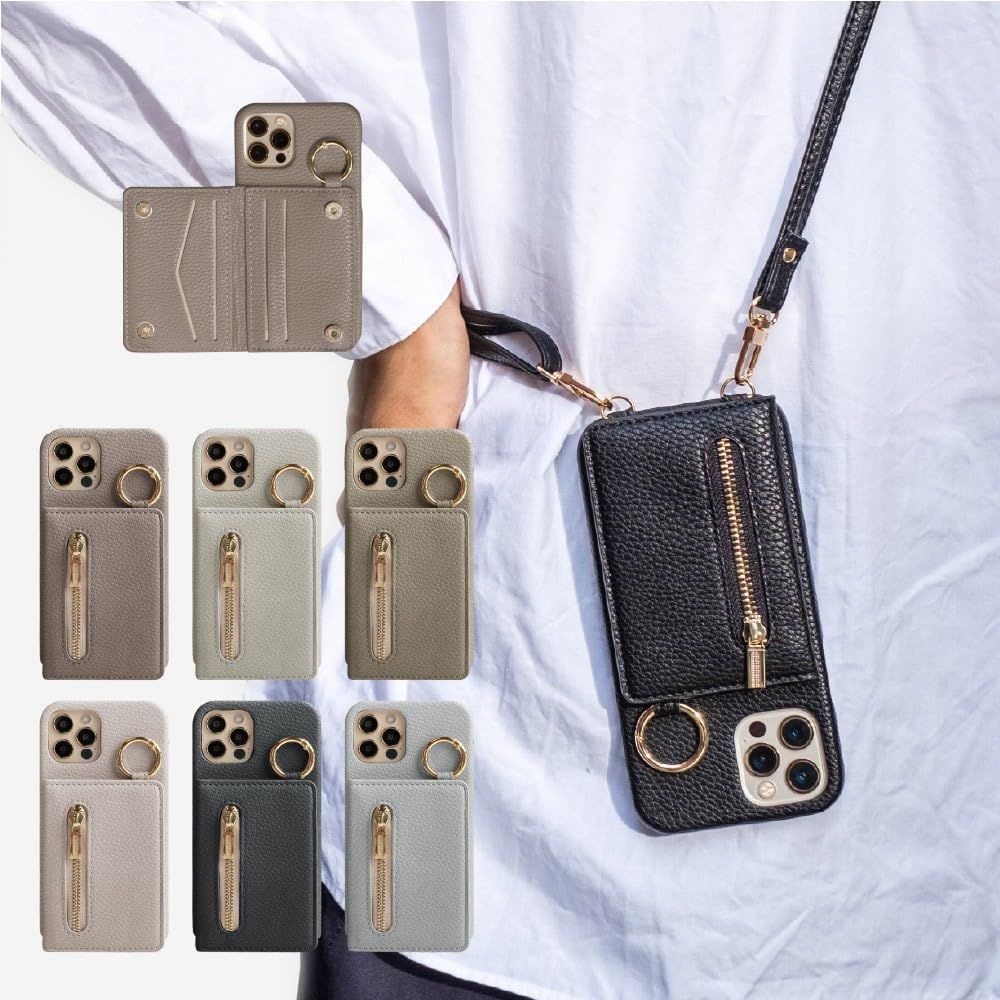 【数量限定】携帯ケース 背面カード収納 ショルダー リング付き ショルダー マグネットなし スマホ 背面手帳型 iphone13 ケース タイプ レザー スマホケース ショルダー