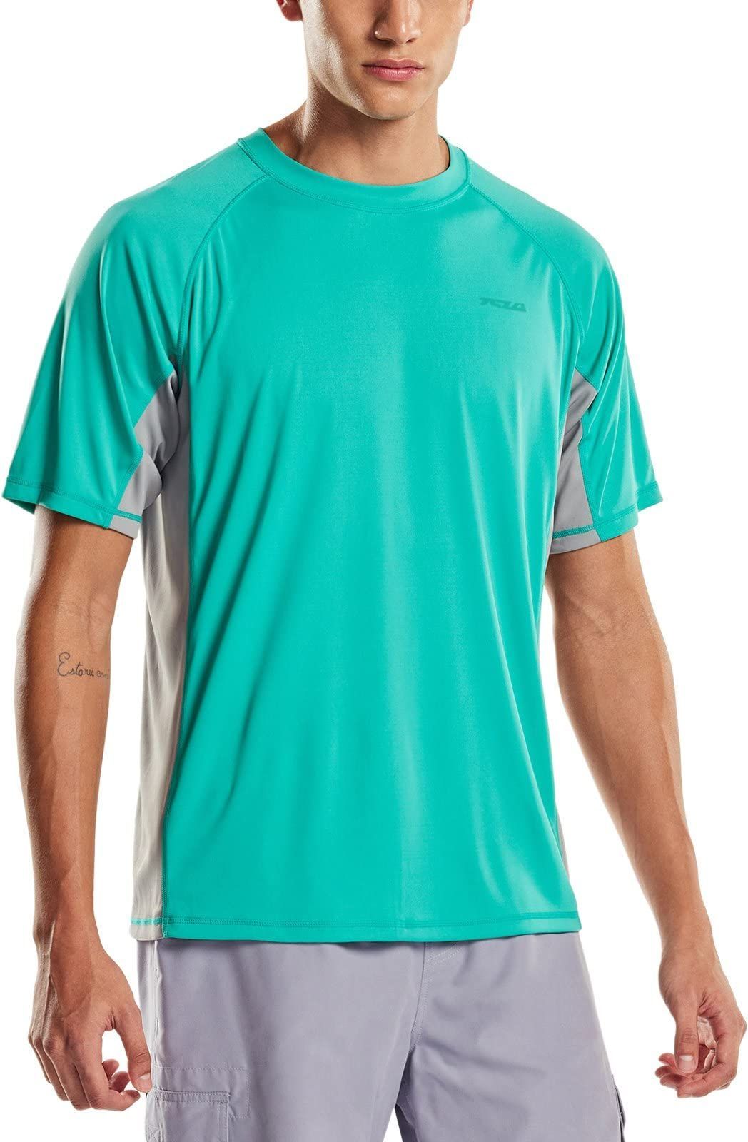 至上 テスラ ラッシュガード 半袖 メンズ 水着 夏 UVカット 速乾 通気性 レギュラーフィット スイムウェア スポーツ スイム Tシャツ  大きいサイズ TESLA MSS01