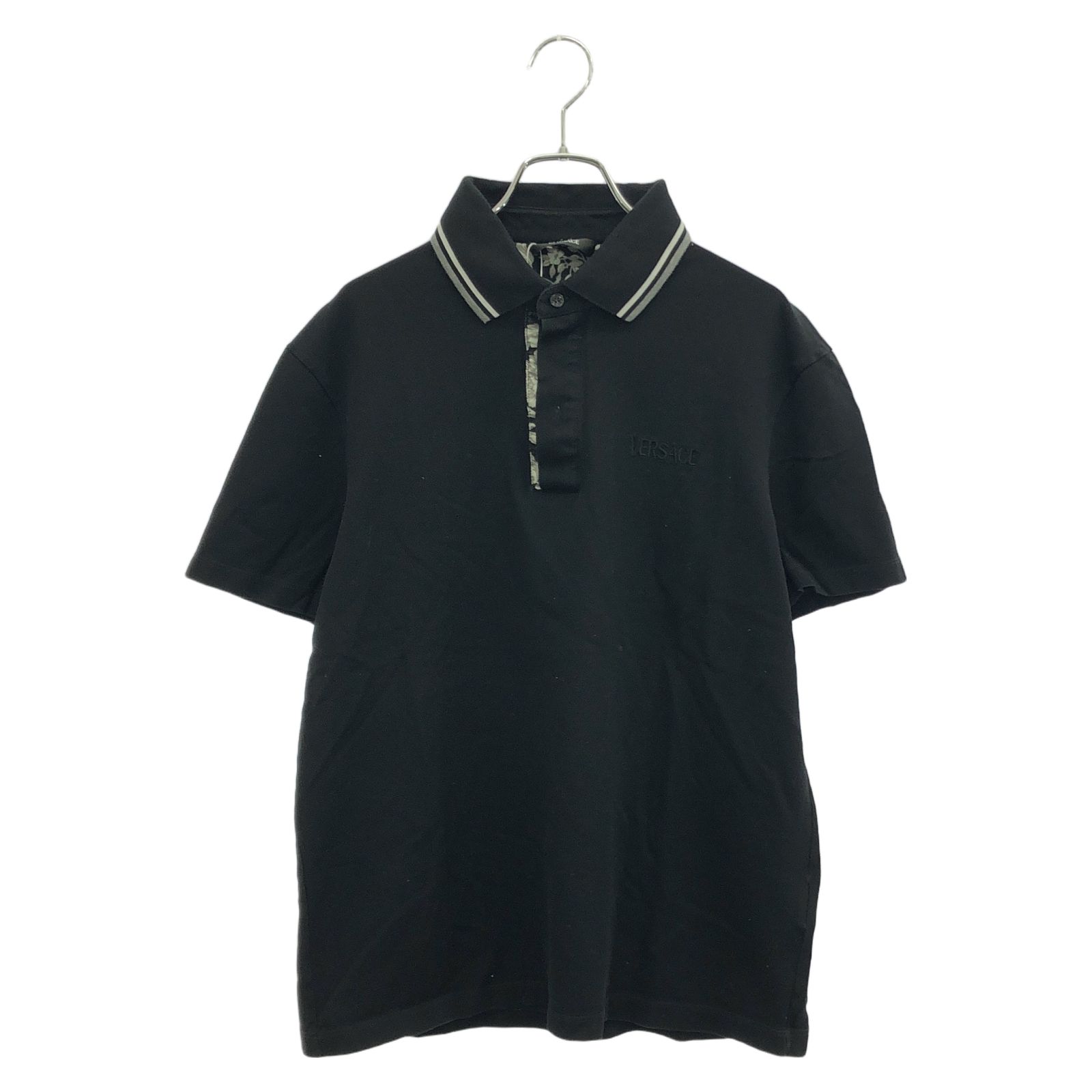 ヴェルサーチ VERSACE ポロシャツ ポロシャツ ブラック コットン ポロシャツ レディース Used B