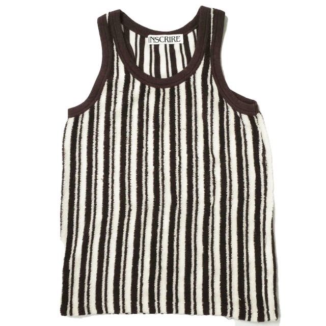 INSCRIRE アンスクリア 19SS 日本製 Pile Border Tank Top パイルボーダータンクトップ I19SS-CUT11  Free ブラウン ストライプ タオル トップス g10948 - メルカリ