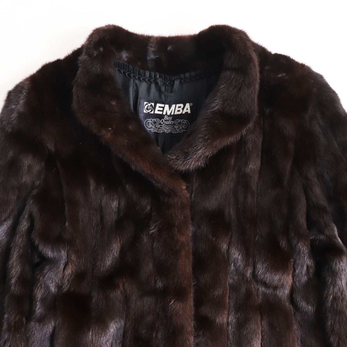 美品○EMBA エンバ MINK ブラックグラマミンク 本毛皮ショートコート