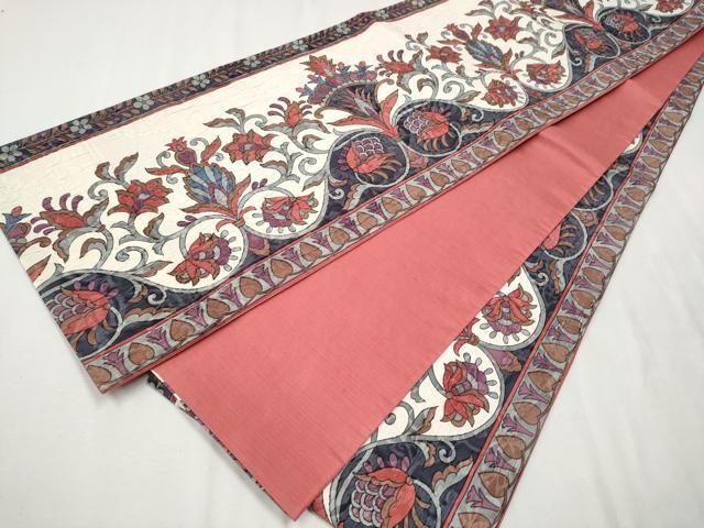 平和屋着物○博多織 鵬翔 全通柄袋帯 ふくれ織 更紗花唐草