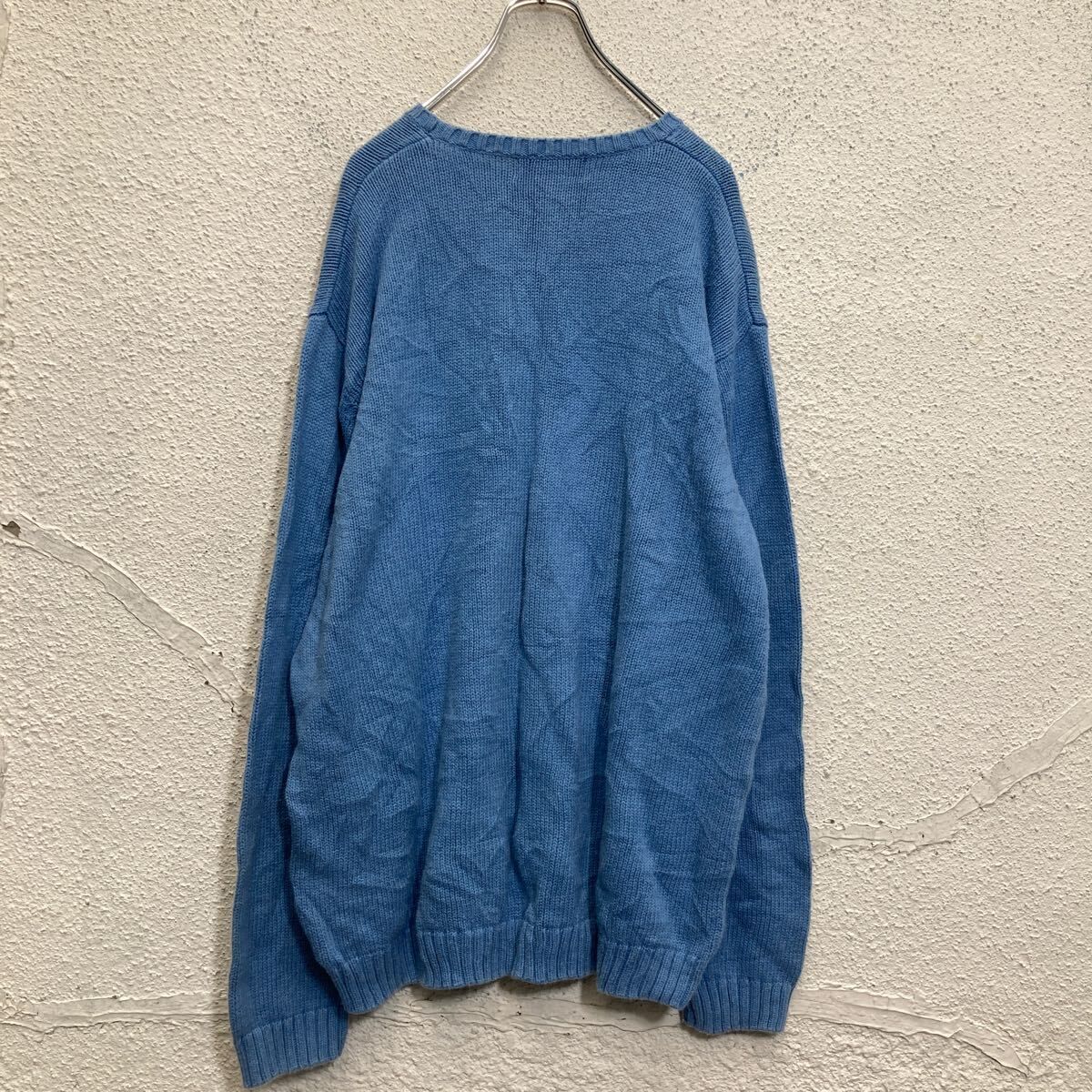 CHAPS チャップス ワンポイントロゴ 刺繍 コットンニットセーター メンズXL 古着 クルーネック サックスブルー 水色【ニットセーター】 |  cave 古着屋【公式】古着通販サイト