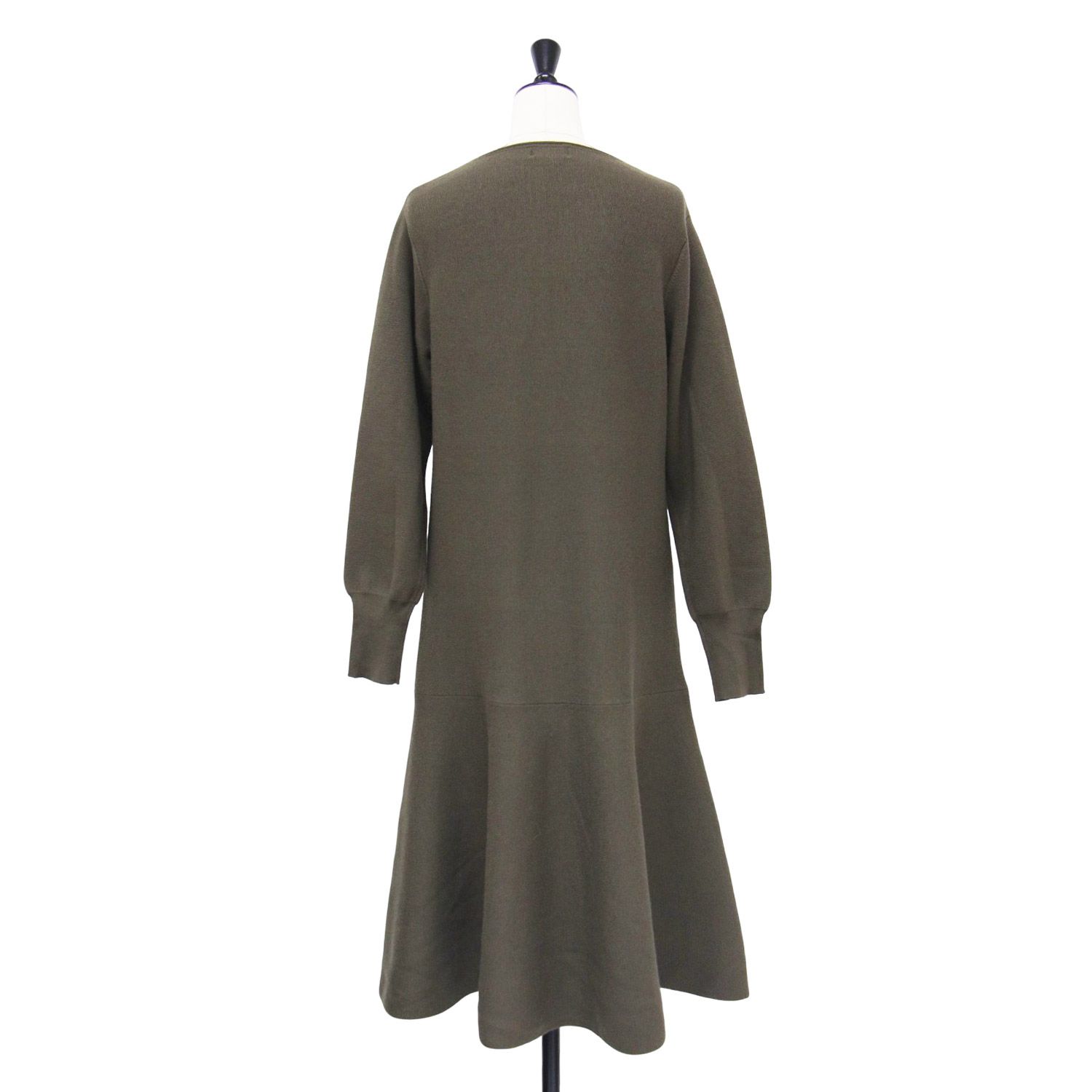 IENA イエナ ワンピース カーキ サイズ | ニット フ ワンピース | ドレス | 長袖 クルーネック ロング 膝下 マーメイド ハイゲージ ウール | トップス レディース