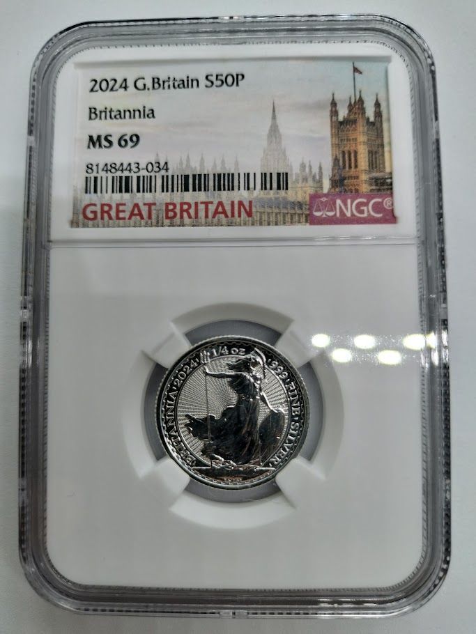 NGC MS69 2024 S50P 1/4オンス .999 シルバー UNC イギリス