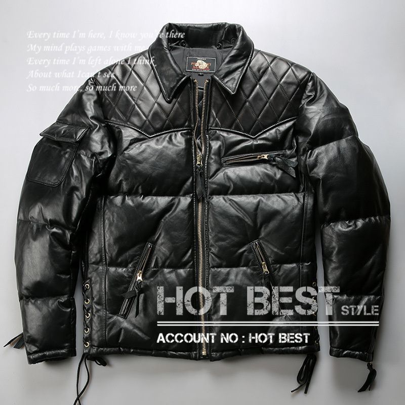 ホースハイド＆シープスキン シングルライダース 襟 ムートン レザーダウンジャケット ラム 羊革 馬革