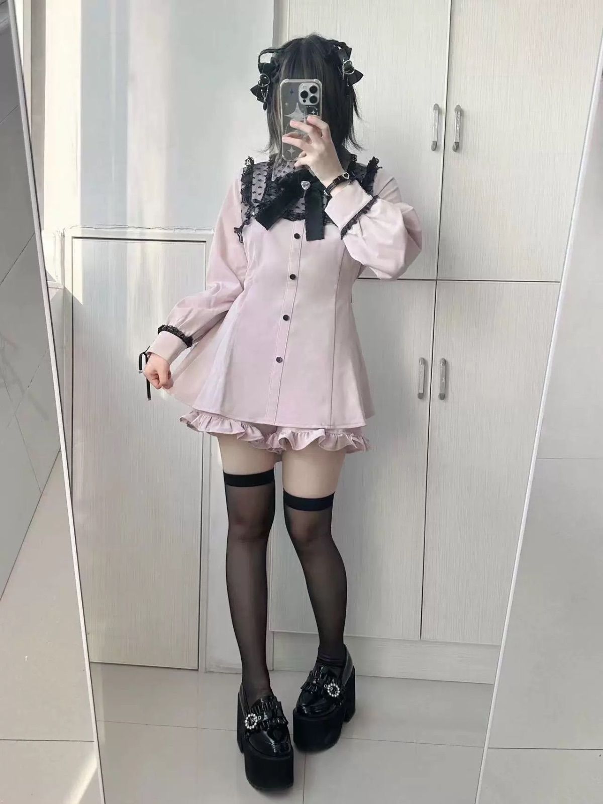 ピンク パステル スカート サブカル 服 ワンピース 天使界隈 水色界隈 ロリィタ 長袖 コスプレ セットアップ 地雷系 量産型