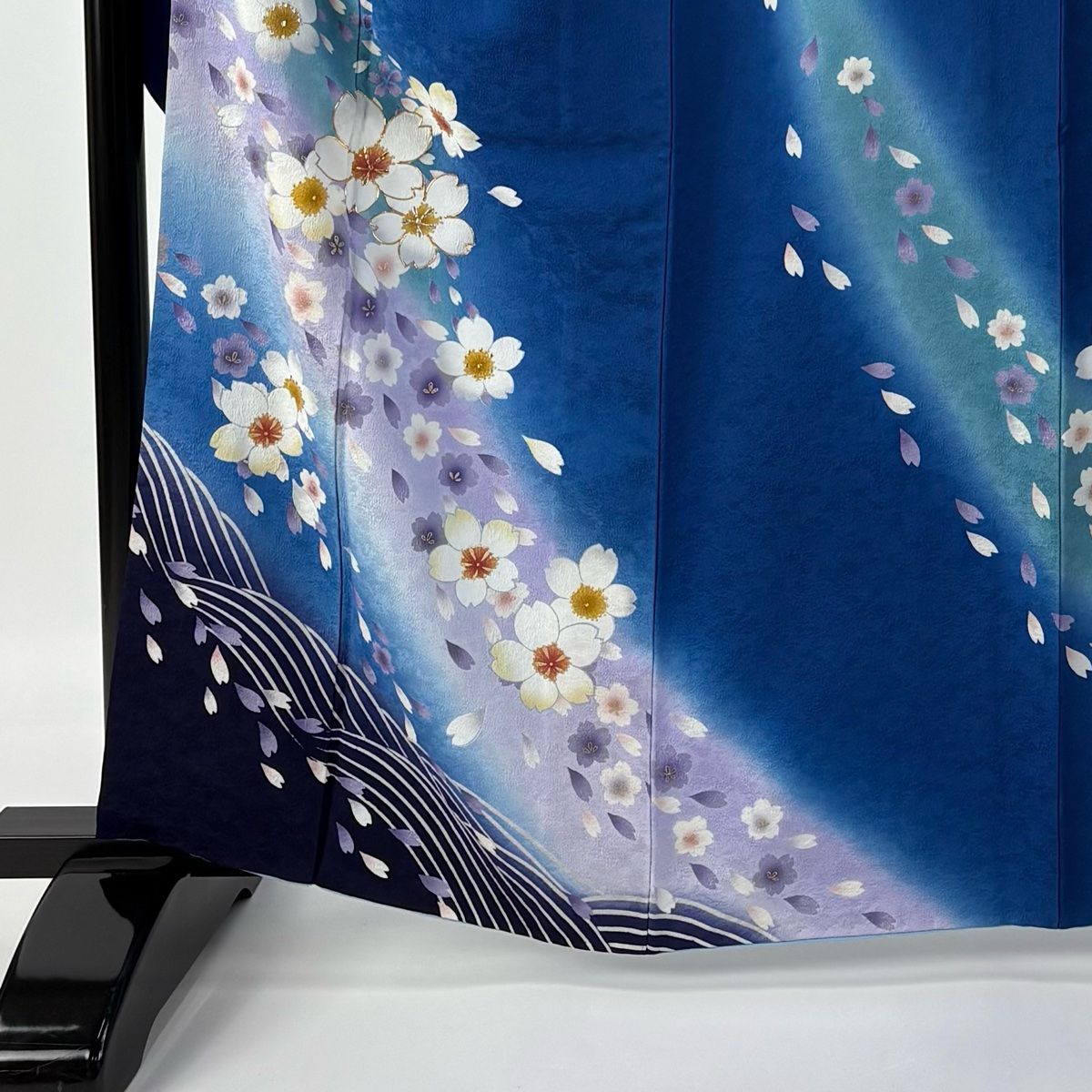 振袖 身丈162.5cm 裄丈66cm M 袷 袋帯フルセット 桜 波 箔 金彩