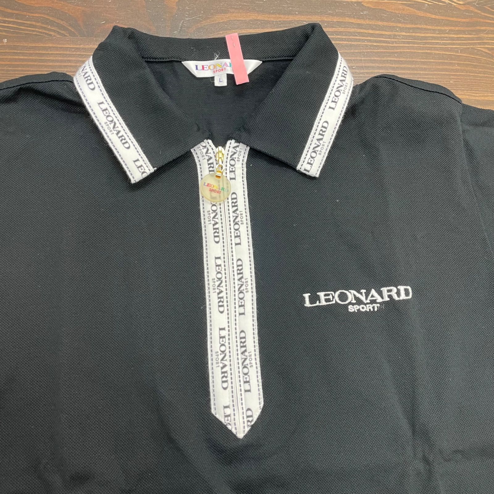 レオナール半袖ポロシャツ ✨美品✨LEONARD レオナール トップス 半袖ポロシャツ モノクロ