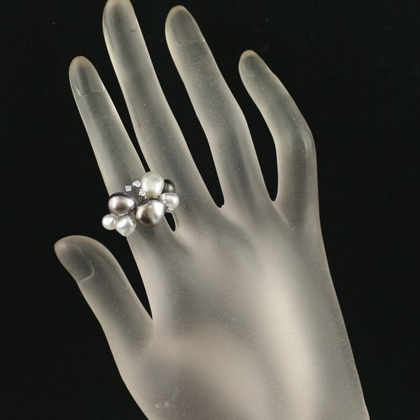 バロックパール 真珠 5.4-8.6mm ダイヤ ダイヤモンド 0.07ct リング  