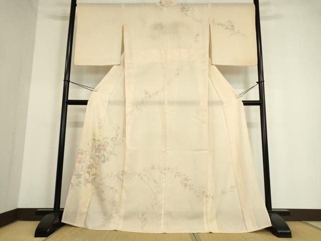 平和屋着物▽訪問着　無双　紗袷　紗×紗　草花文　正絹　逸品　DAAV5319az 平和屋着物▽訪問着 無双 紗袷 紗×紗 草花文 正絹 逸品 DAAV5319az