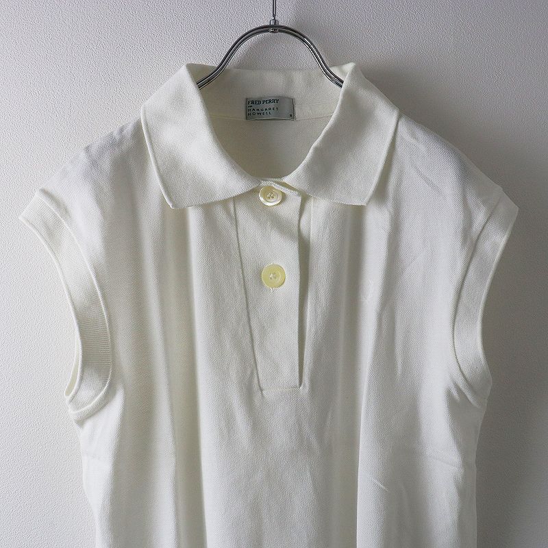 FRED PERRY FOR MARGARET HOWELL フレッドペリー マーガレットハウエル PIQUE SHIRT ノースリーブ ポロシャツ  8/ホワイト【2400013460743】